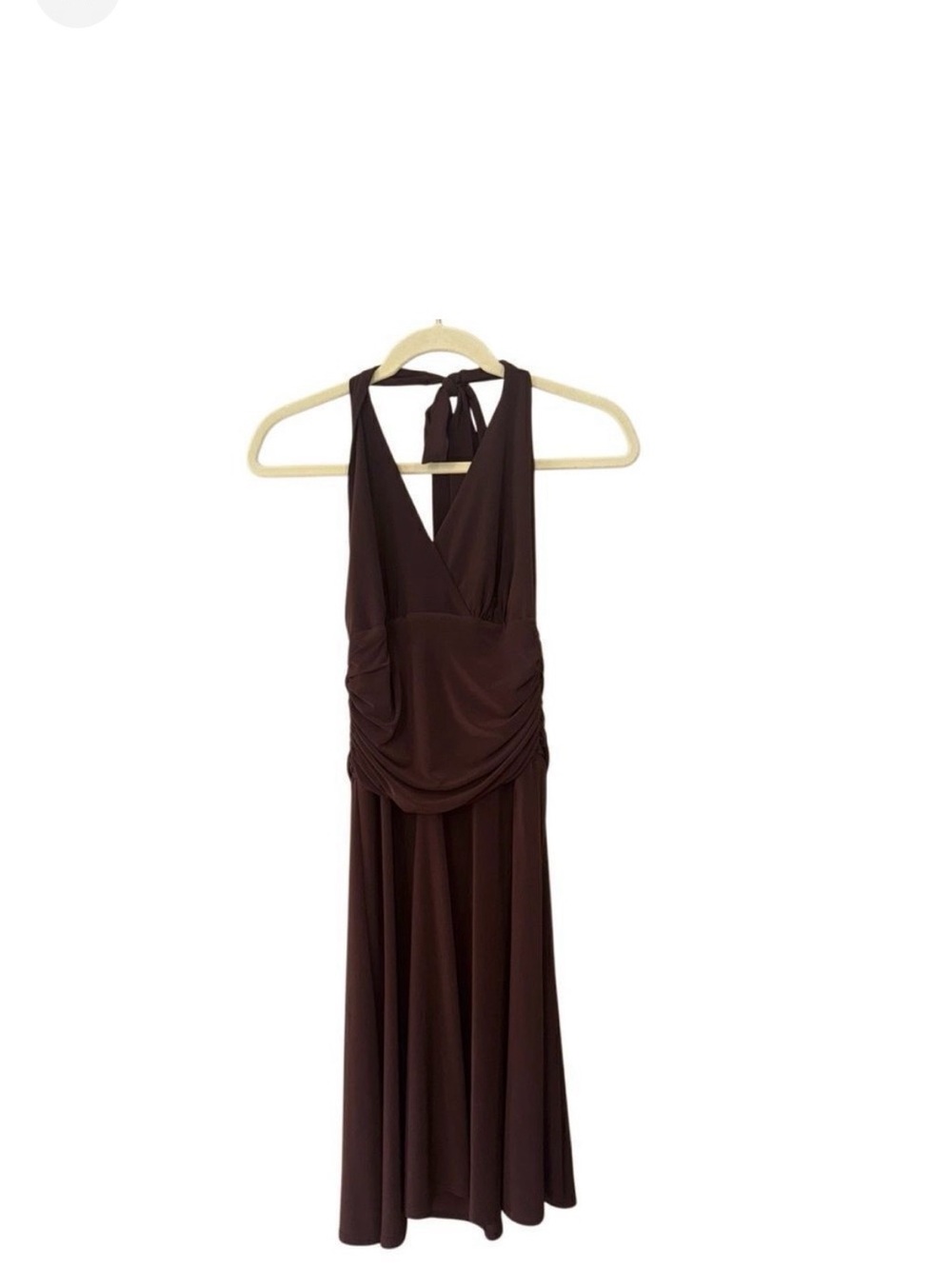 Jones New York Women's Chocolate Draped V Neck Halter Dress Size 10